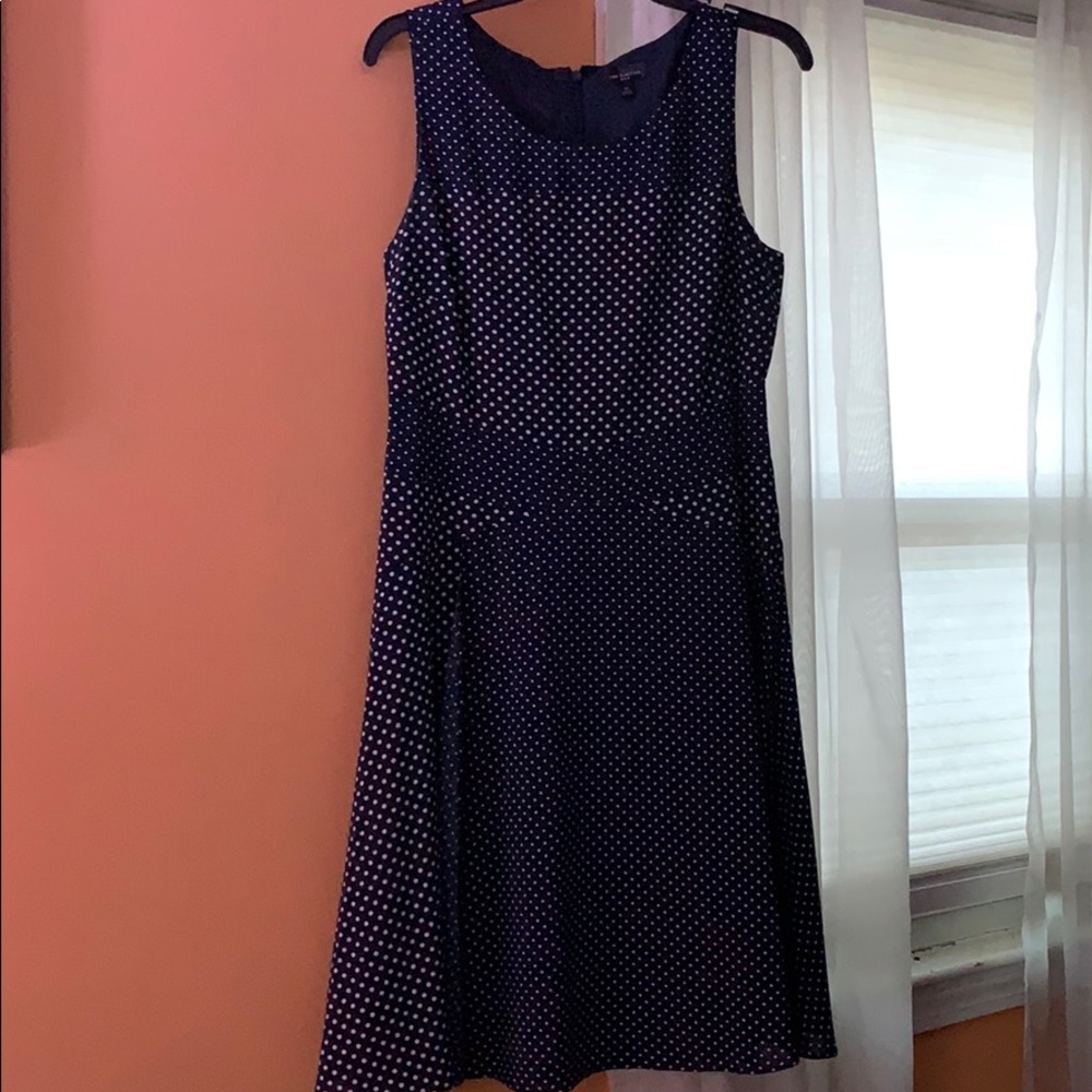 Navy and white poka dot dress
